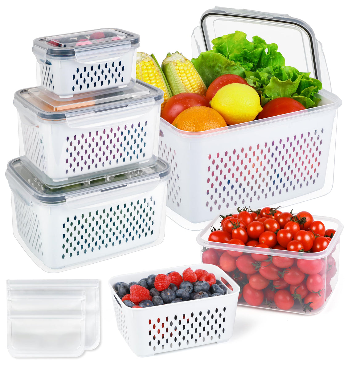 5 PCS Fruit Storage Containers for Fridge - Fruit Containers for