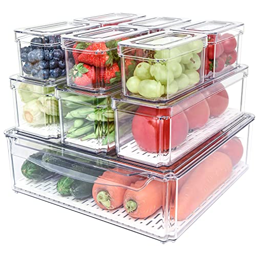 Clear Plastic Refrigerator Organizer Bins - Stackable Fridge